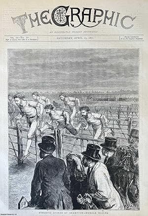 Athletic Sports at Brompton - Hurdle Racing. An original woodcut engraving, from the Graphic Illu...