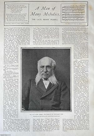 Portrait and Obituary of Henry Russell, Pianist, Singer and Composer, who died December, 1900. An...