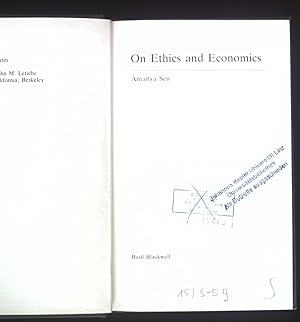 Imagen del vendedor de On Ethics and Economics. a la venta por books4less (Versandantiquariat Petra Gros GmbH & Co. KG)