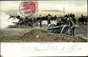 Ansichtskarte / Postkarte Deutsche Armee im Manöver, Artillerie im Feuer