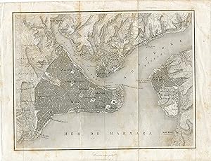 Turquia. Mapa de Constantinopla y el Bósforo. dibujado y grabado por Deleot?