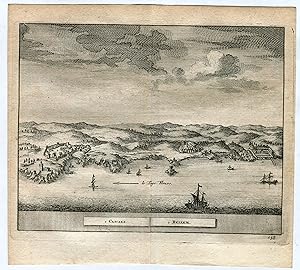 Portugal. Cascais y Bellem. Grabado por Van der Aa (Alvarez de Colmenar) en 1715