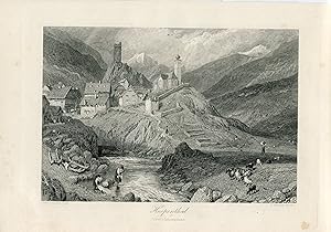 Suiza. Hospenthal.grabado por J. Saddler de una obra de Birket Foster.