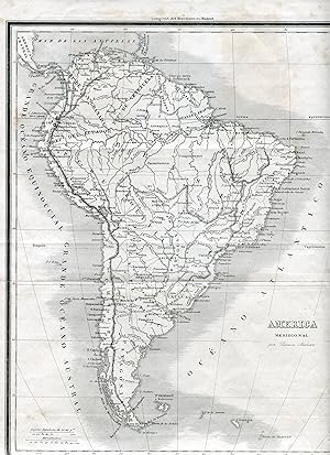 Grabado1864. Mapa de America del Sur de Ramon Alabern