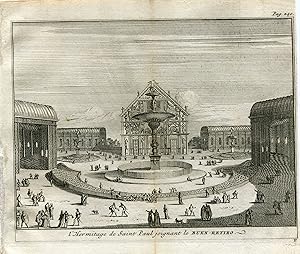 Madrid.L'Hermitage de Saint Paul joignant le Buen Retiro.1715. Grabado por Vander Aa. Alvarez de ...