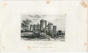 Gales. Monmouthshire. Rangland Castle. Grabado por Dougdales. Siglo XIX.