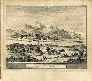 Guipuzcoa. Vista topográfica de Fuenterrabia por Pieter vander Aa, 1707. Alvarez de Colmenar.
