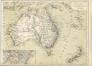Mapa de Australia y Nueve Zelanda. Litografia editada por Gras y Cia. en Madrid siglo XIX