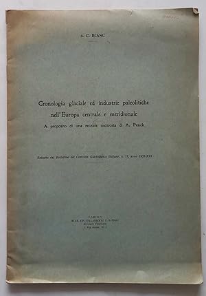 Immagine del venditore per Cron. glaciale ed industrie paleolitiche Europa cent. e merid.(Estratto) venduto da librisaggi