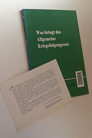 Was bringt das Allgemeine Kriegsfolgengesetz Broschüre der Dresdner Bank