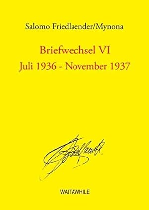 Image du vendeur pour Briefwechsel VI: Juli 1936 - November 1937 mis en vente par WeBuyBooks