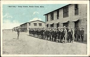 Ansichtskarte / Postkarte Battle Creek Michigan USA, Camp Custer, Roll Call