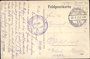 Ansichtskarte / Postkarte Stempel Deutsche Feldpost 1. WK, 16. Reserve Division, Landwehr Inf. Re...