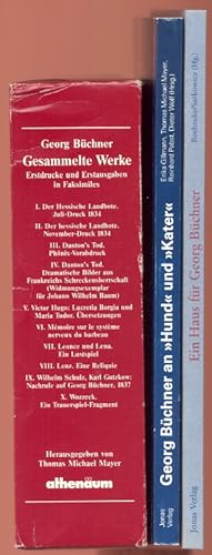 Immagine del venditore per (3 Titel von /zu Georg Bchner:) I: Bchner, Georg: Erstdrucke im Faksimile. Dokumente zur Textgeschichte eines zensierten Werks - Originalzeugen fr die Edition. Hrsg. von Thomas Michael Mayer. 10 Hefte im Schuber. II: Gillmann, E./Mayer, Th.M./Pabst, R./Wolf, D. (Hgg.): Georg Bchner an "Hund" und "Kater". Unbekannte Briefe des Exils. III: Boehncke, H./Sarkowicz, H. (Hgg.): Ein Haus fr Georg Bchner. venduto da Antiquariat Buechel-Baur