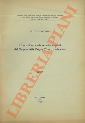 Osservazioni e misure sulle sorgenti del Gruppo delle Grigne (Como, Lombardia)