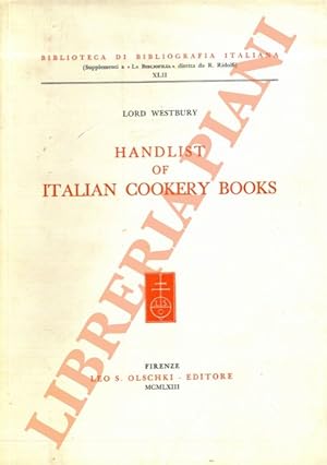 Bild des Verkufers fr Handlist of italian cookery books. zum Verkauf von Libreria Piani