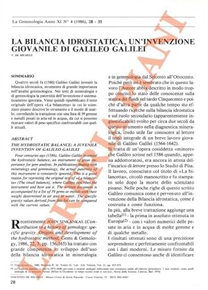 La bilancia idrostatica, un'invenzione giovanile di Galileo Galilei.