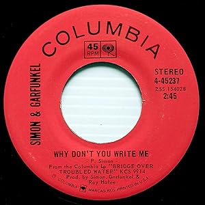 Bild des Verkufers fr El Condor Pasa / Why Don't You Write Me [7" 45 rpm Single] zum Verkauf von Kayleighbug Books, IOBA