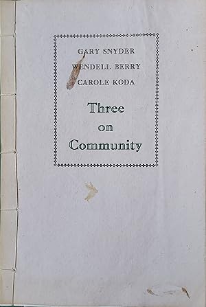 Bild des Verkufers fr Three on Community zum Verkauf von Ken Sanders Rare Books, ABAA