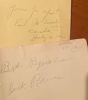 Signatures on slips, wrestlers