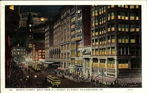 Seller image for Ansichtskarte / Postkarte Philadelphia Pennsylvania USA, Market Street west from 11th Street, by night for sale by akpool GmbH
