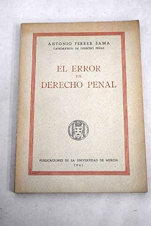 Bild des Verkufers fr El error en derecho penal zum Verkauf von Alcan Libros