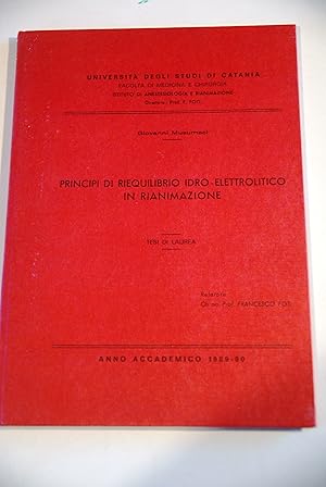 Seller image for principi di riequilibrio idro elettrolitico idroelettrolitico in rianimazione for sale by STUDIO PRESTIFILIPPO NUNZINA MARIA PIA