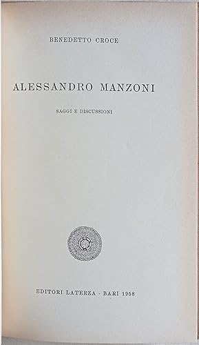 Alessandro Manzoni. Saggi e discussioni.