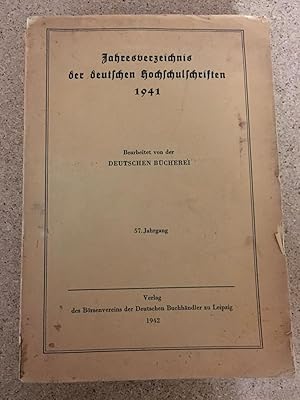 Jahresverzeichnis der deutschen Hochschulschriften 1941