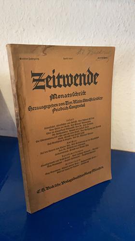 Seller image for Zeitenwende. Monatsschrift - Ausgabe April 1927 for sale by Bchersammelservice Steinecke