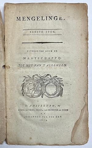 Printed publication, 1819, Almanac | Mengelingen. Eerste Stuk. Uitgegeven door de maatschappij to...