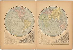 Western Hemisphere [and] Eastern Hemisphere [with] Arms of Various Nations [and Map of the World ...