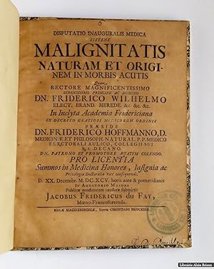 Seller image for Disputatio inauguralis medica sistens malignitatis naturam et originem in morbis acutis for sale by Librairie Alain Brieux