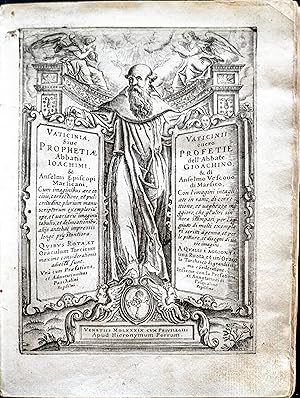 Imagen del vendedor de Vaticinia, sive Prophetiae abbatis Ioachimi & Anselmi episcopi Marsicani, cum imaginibus aere incisis. Quibus Rota, et Oraculum turcicum maxime considerationis adiecta sunt. a la venta por Rodger Friedman Rare Book Studio, ABAA