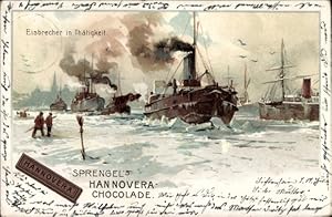 Künstler Litho Stöwer, Willy, Reklame, Sprengel's Hannovera Chocolade, Eisbrecher in Tätigkeit