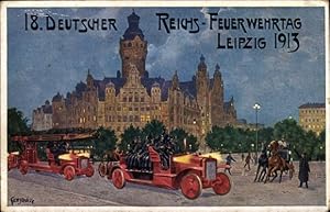 Künstler Ansichtskarte / Postkarte Gottschalg, Leipzig in Sachsen, 18. Deutscher Reichs Feuerwehr...