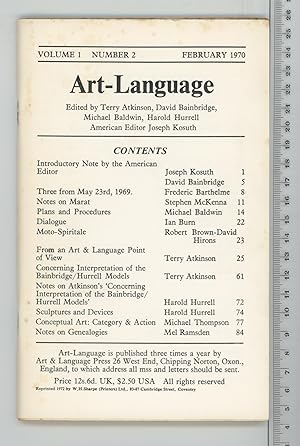 Seller image for Art-Language, Vol 1 No 2, 1970 for sale by Joe Orlik Books