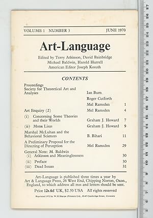 Seller image for Art-Language, Vol 1 No 3, 1970 for sale by Joe Orlik Books
