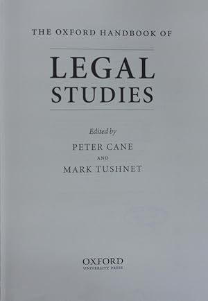 Bild des Verkufers fr The Oxford Handbook of Legal Studies. zum Verkauf von Antiquariat Bookfarm