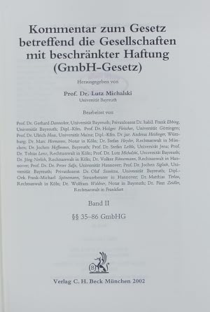 Bild des Verkufers fr Kommentar zum Gesetz betreffend die Gesellschaften mit beschrnkter Haftung (GmbH-Gesetz). zum Verkauf von Antiquariat Bookfarm