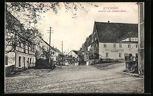 Ansichtskarte Etzdorf, Ortspartie mit Gasthof zum weissen Stein