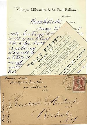 Letter to Mr [Randolph] Huntington + Clay Pilot stallion card