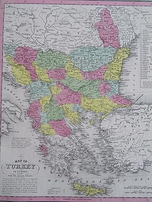 Ottoman Empire Balkans Albania Serbia Bosnia 1850 Cowperthwait Mitchell map