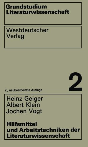 Seller image for Hilfsmittel Und Arbeitstechniken Der Literaturwissenschaft (German Edition) (Grundstudium Literaturwissenschaft (2)) by Geiger, Heinz [Paperback ] for sale by booksXpress
