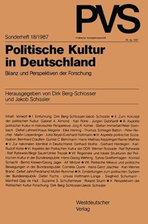 Seller image for Politische Kultur in Deutschland: Bilanz und Perspektiven der Forschung (Politische Vierteljahresschrift Sonderhefte) (German Edition) [Perfect Paperback ] for sale by booksXpress
