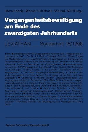 Seller image for Vergangenheitsbew ¤ltigung am Ende des zwanzigsten Jahrhunderts. (Leviathan Sonderhefte (18)) (German Edition) by Kohlstruck, Michael [Paperback ] for sale by booksXpress