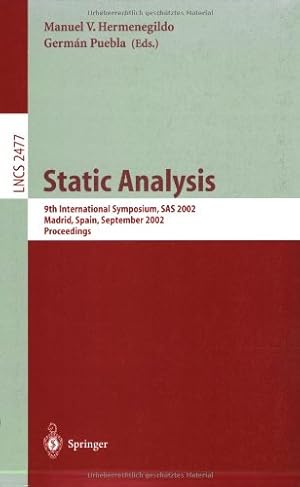 Bild des Verkufers fr Static Analysis by Puebla, German, Hermenegildo, Manuel [Paperback ] zum Verkauf von booksXpress