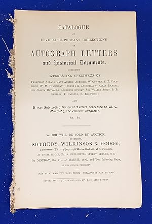Catalogue of Several Important Collections of Autograph Letters and Historical Documents.[ Sotheb...