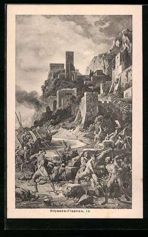 Bild des Verkufers fr Ansichtskarte Odyssee, Kampf mit den Kikonen zum Verkauf von Bartko-Reher