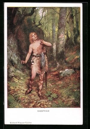 Imagen del vendedor de Ansichtskarte Richard Wagner-Zyklus, Der Ring, Siegfried, Mann im Wald a la venta por Bartko-Reher